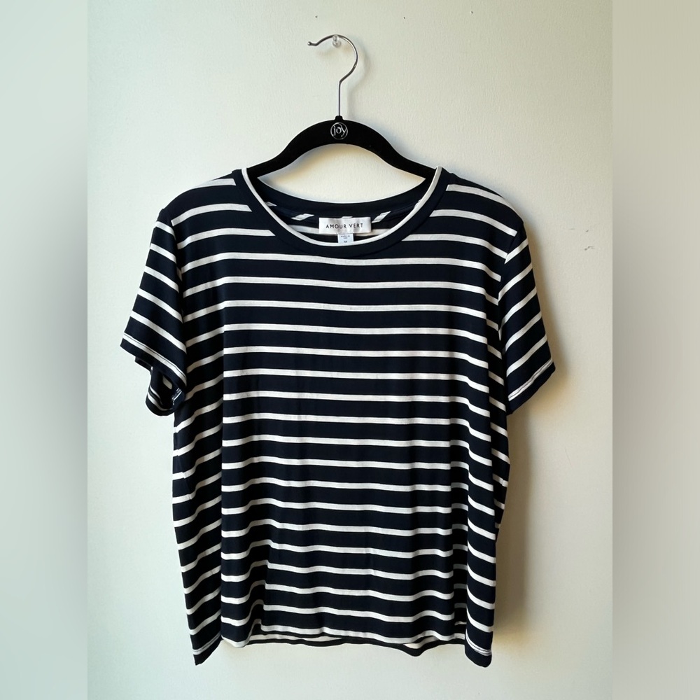 Amour Vert Berkeley Modal Tee in Navy White Stripe Medium